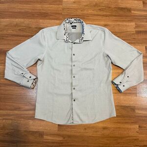 Rosso Milano Italy Modern Fit Long Sleeve Button Down Collared Shirt Gray | Men